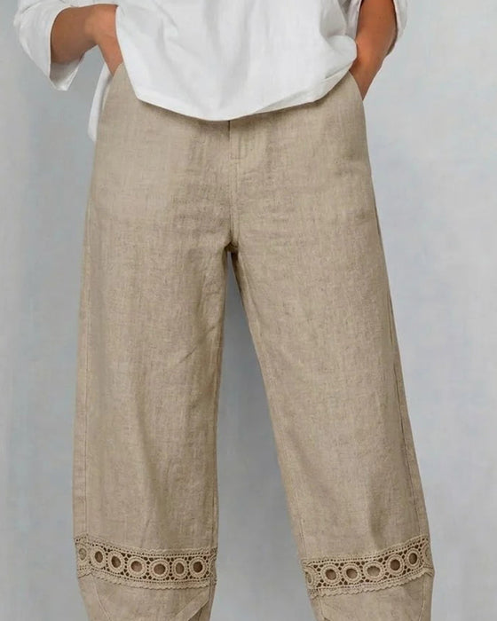 Broek Effen Opengewerkt Casual