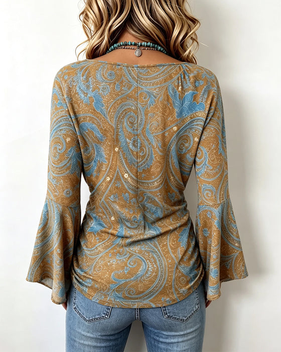 Blouse V-Hals Kruis Ruffle