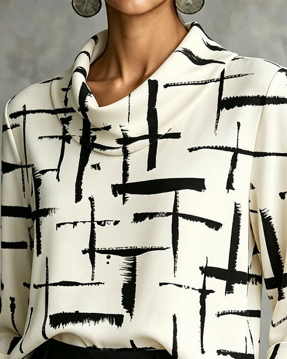 Blouse Mock Cowl Hals Kruis Patroon