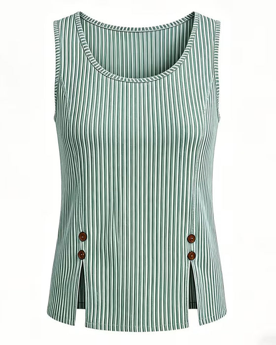 Tanktop Gestreept Mouwloos Split