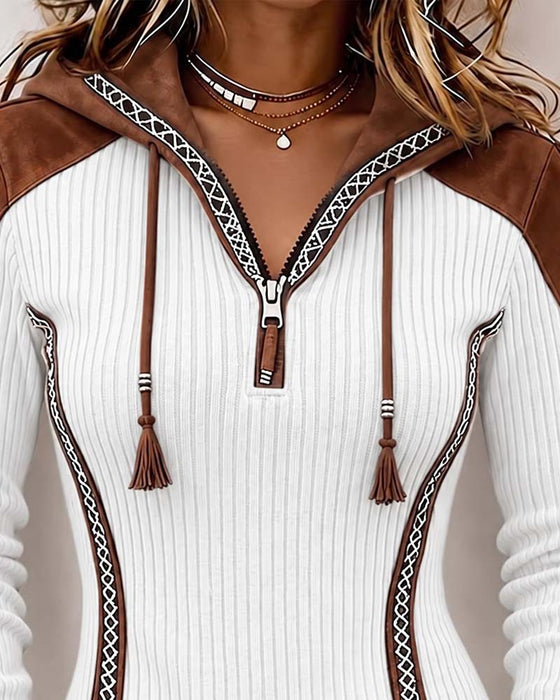 Top Capuchon Rits Casual