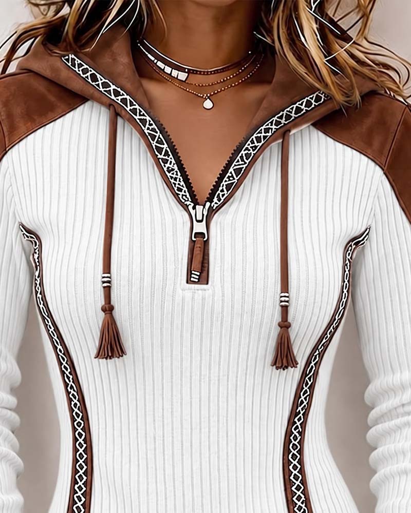 Top Capuchon Rits Casual