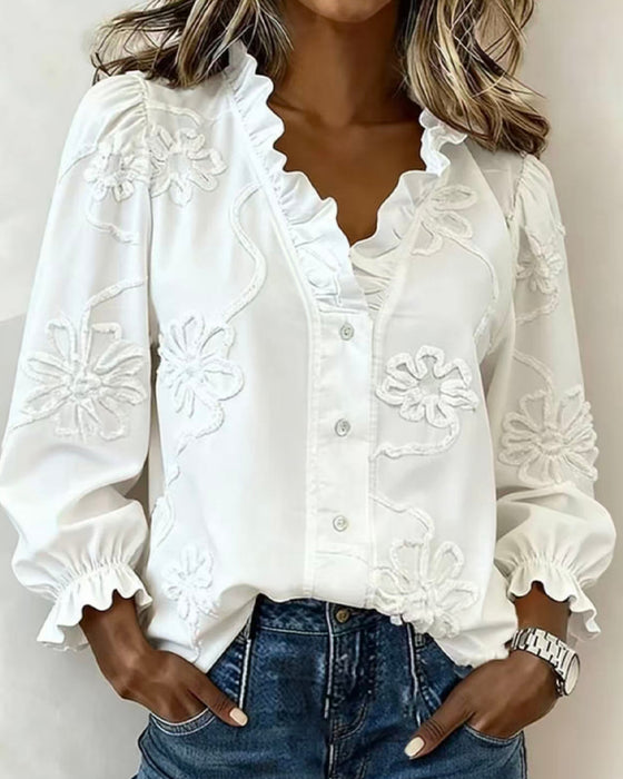 Blouse Ruches Ballon Mouw