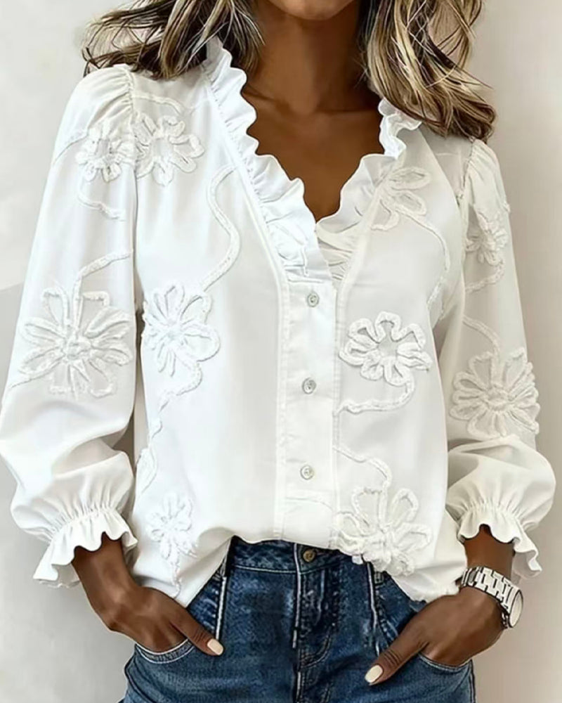 Blouse Ruches Ballon Mouw