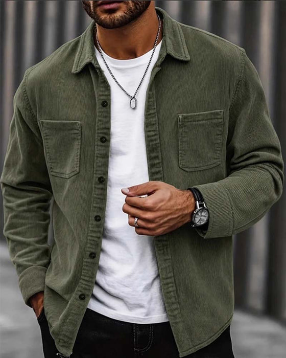 👔 Heren Casual Corduroy Overhemdjas – Klassieke Textuur Ontmoet Dagelijks Comfort