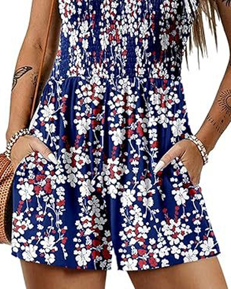 Jumpsuit bloemen casual bandjumpsuit