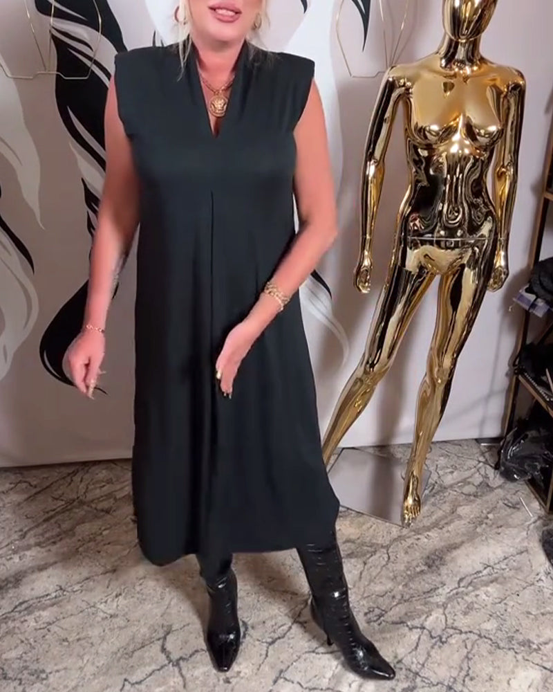 Modieuze Mouwloze Jurk Met V-Hals