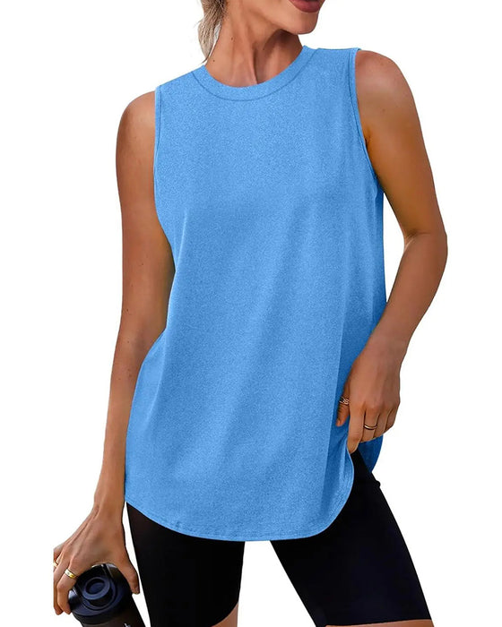 Tanktop Loszittend Effen Mouwloos