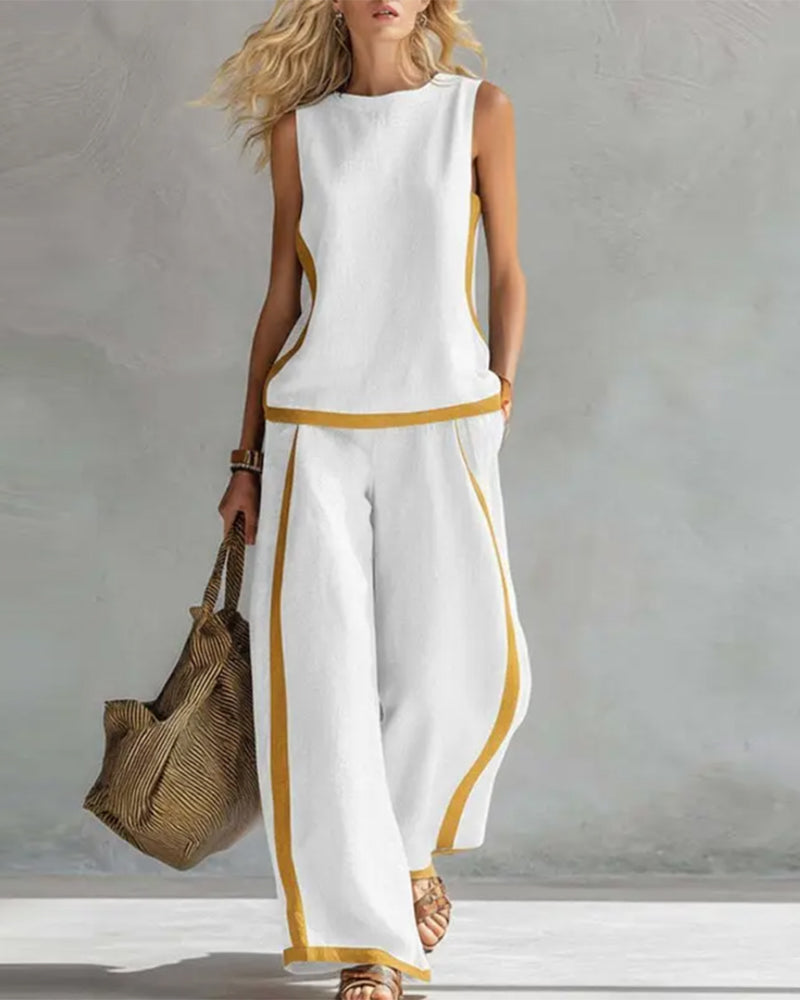 Tweedelig Set Mouwloos Casual Color-Block