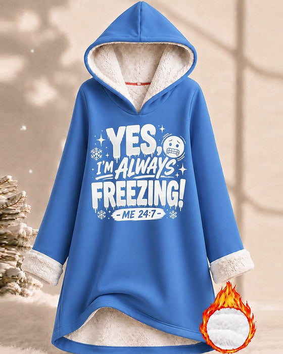 Hoodie Fleece-Gevoerd Letterprint Lang Model