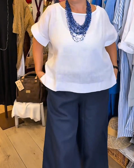 Blouse Rondhals Effen Recht Casual