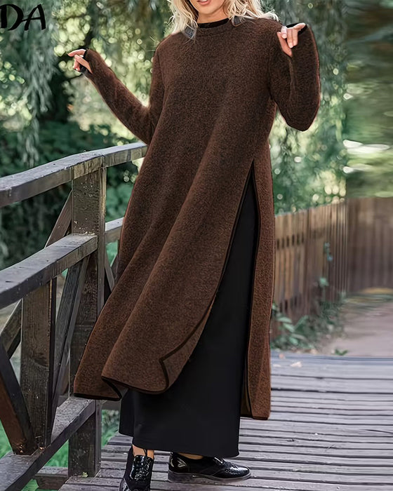 Jurk Casual Warm Zijsplit Lang