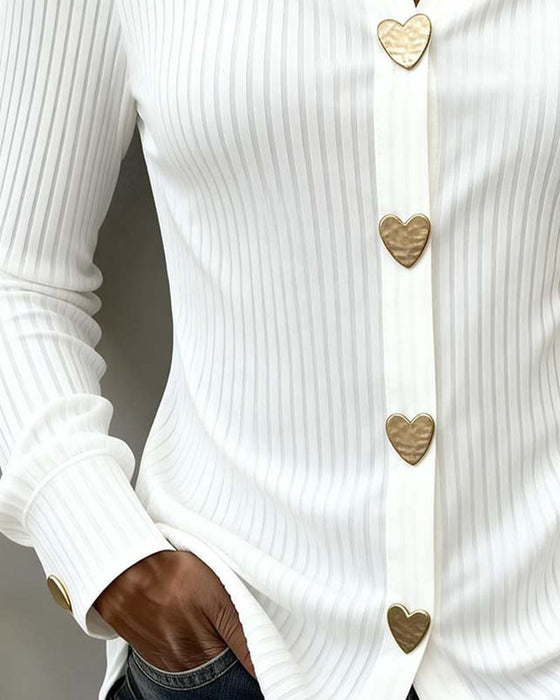 Shirt Hartvormig Geknoopt Kraag