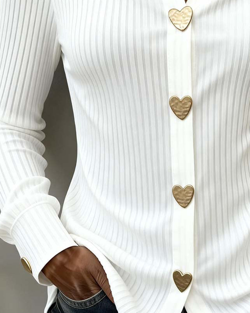 Shirt Hartvormig Geknoopt Kraag