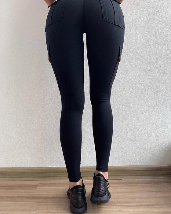 Sneldrogende broek met hoge taille