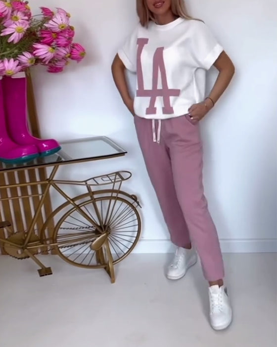 Stel Casual Letter Print Sports in