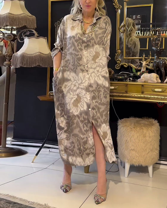 Vintage jurk met reversknopen en print