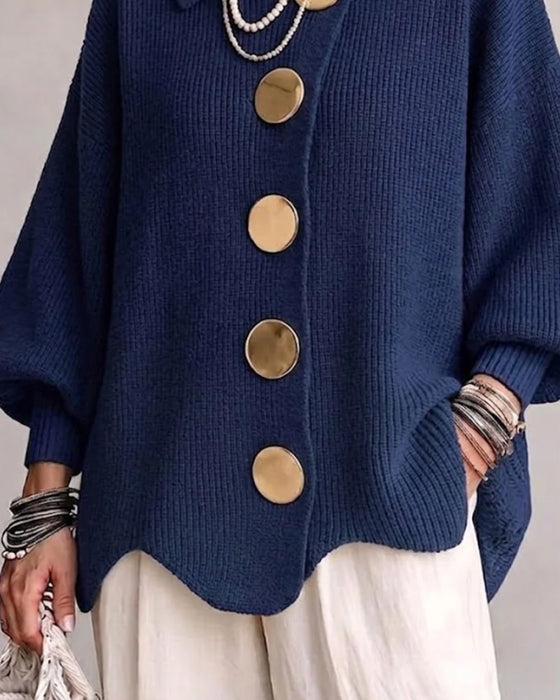 Cardigan Grote Metalen Knoop Reverse