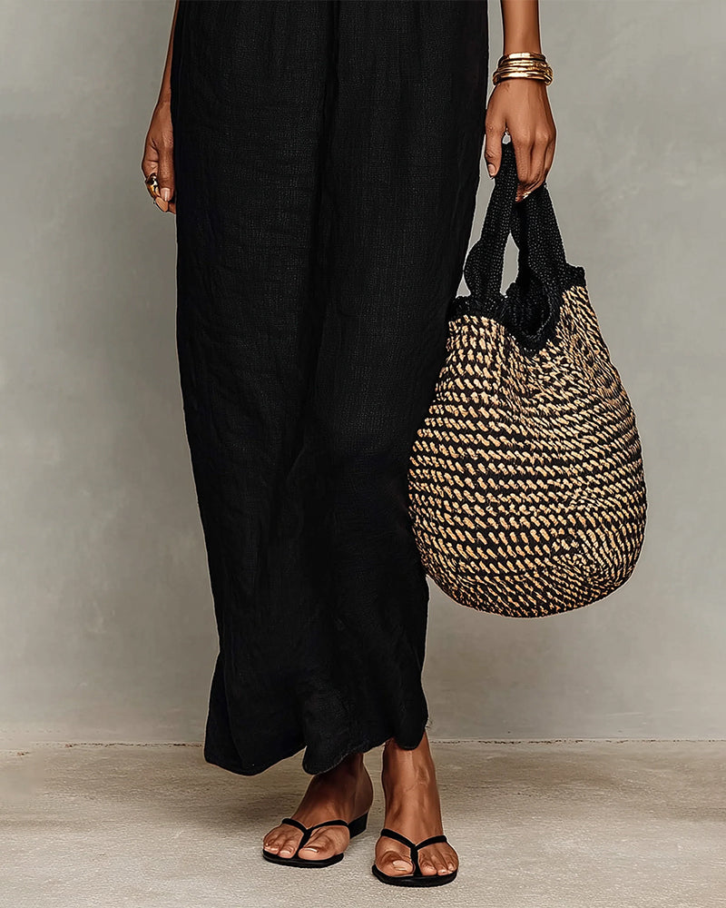Jurk Contrastkleur Recht Maxi