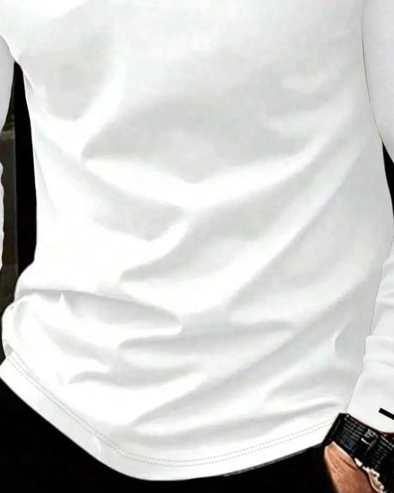 T-Shirt V-Hals Geribbeld Effen Kleur Heren