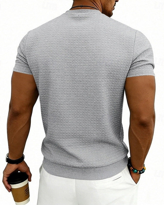 T-Shirt Geribbeld Rondhals Korte Mouw