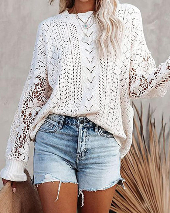 Pullover Effen Kleur Ronde Hals