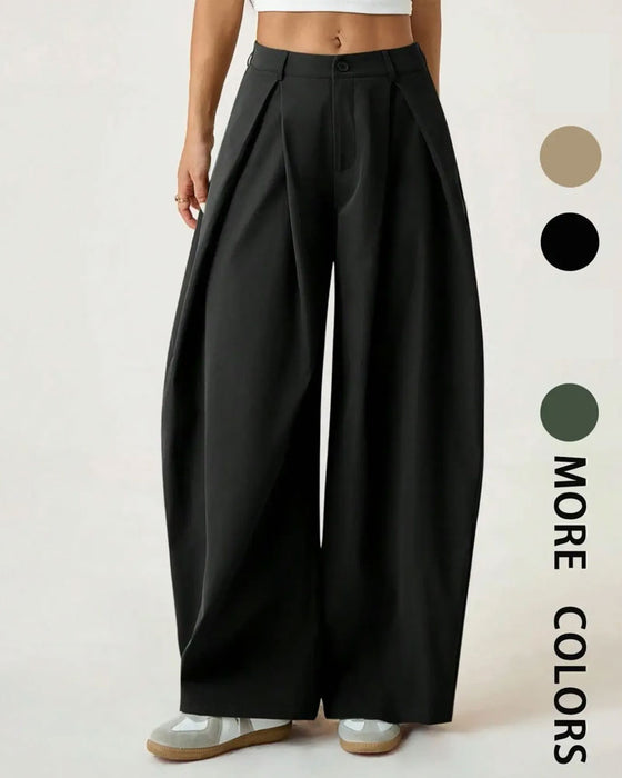 Broek Hoge Taille Geplooid Wijde Pijp