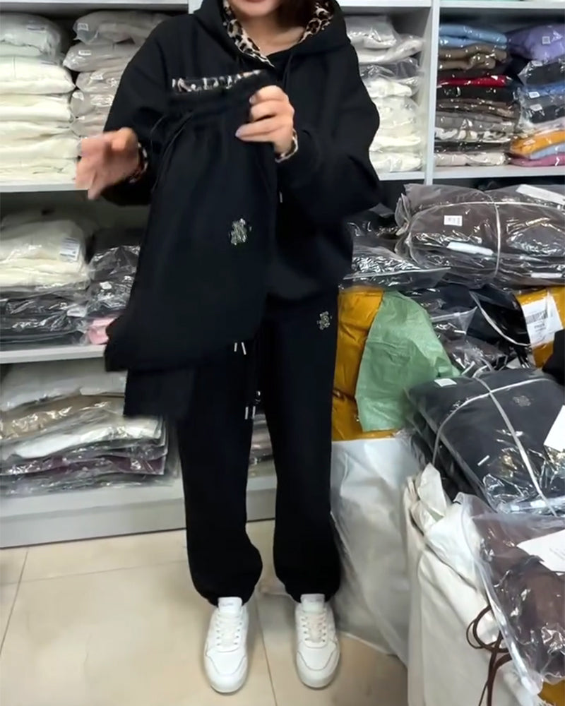 Tweedelig Setje In Luiaardprint Met Capuchon