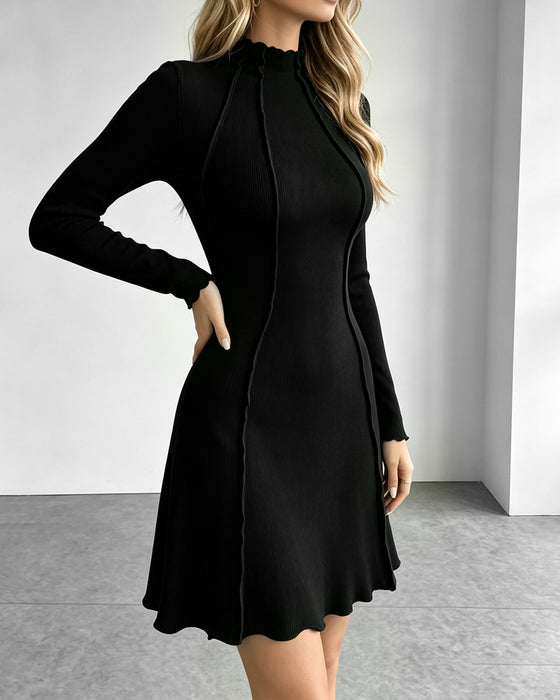 Jurk Mock Hals Effen Casual