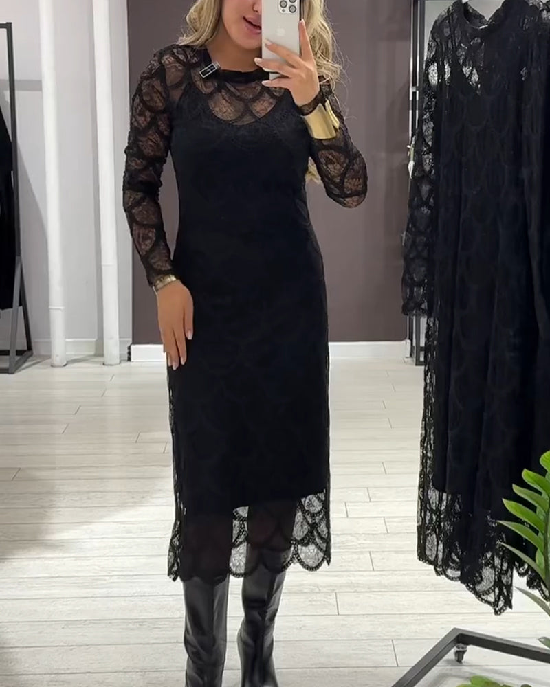 Cover Up & Cami Jurk Set Kant