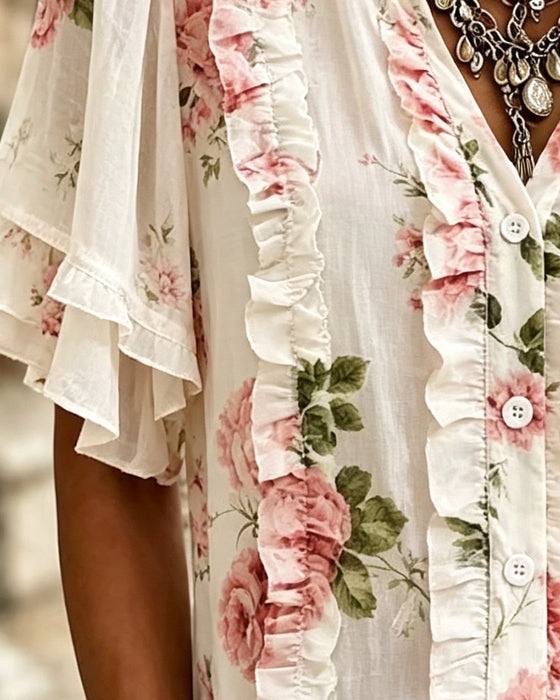Bloes Floral Ruche Dubbele Zoom