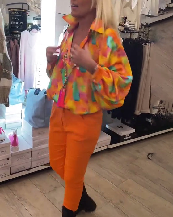 Bloemenblouses met revers voor dames