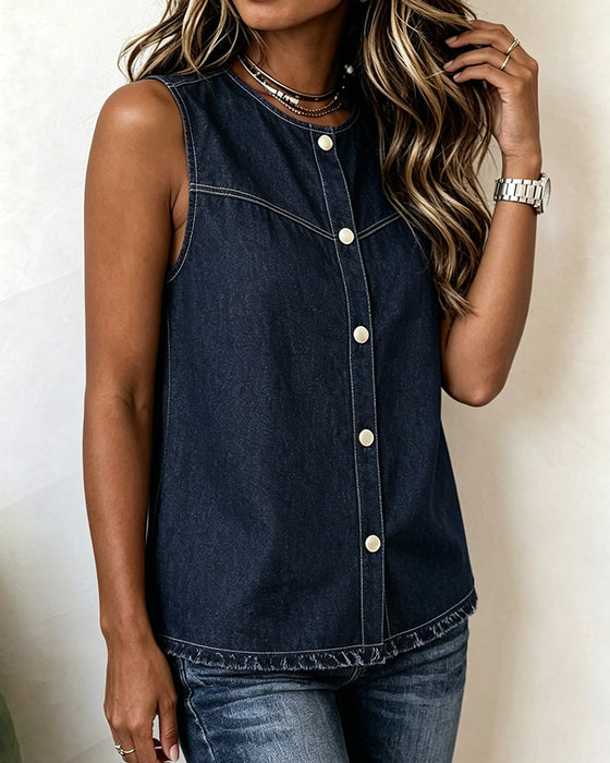 Tanktop Ronde Hals Mouwloos