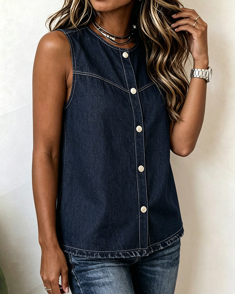 Tanktop Ronde Hals Mouwloos
