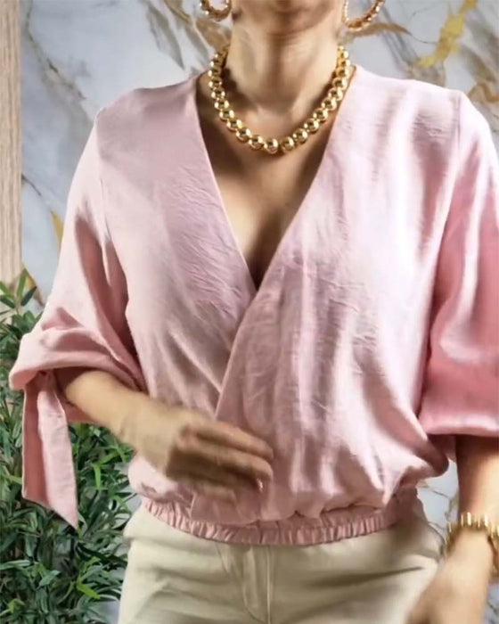 Blouse V-Hals Elastische Taille