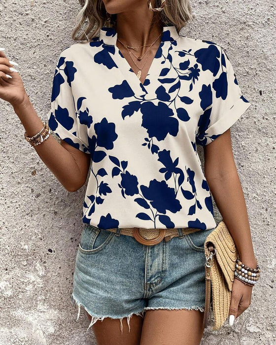 Shirt Met V-Hals En Vleermuismouwen