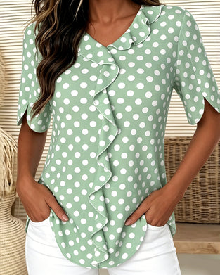 Blouse Stipje Ruffle V-Hals