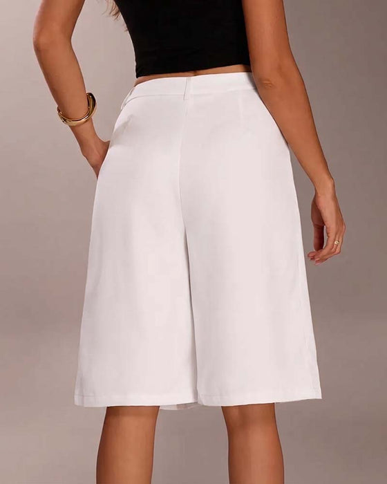 Blazer Broek Bermuda Rechte Pijp Zak Casual