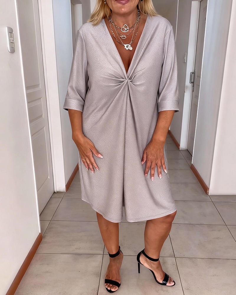 Jurk Sexy V-hals Loose En Elegant