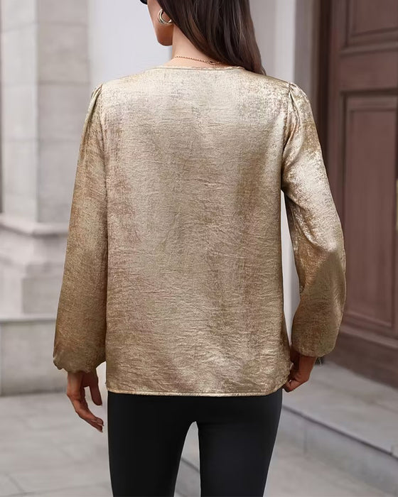 Bloes V-Hals Asymmetrische Knoop Mode