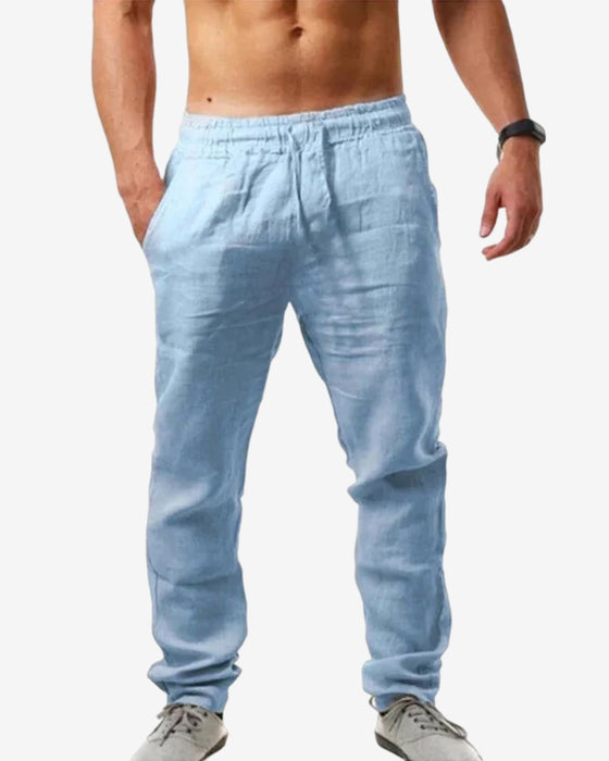 Katoen linnen ademende effen kleur broek