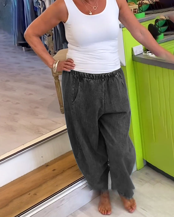 Casual Jeans Met Elastische Taille