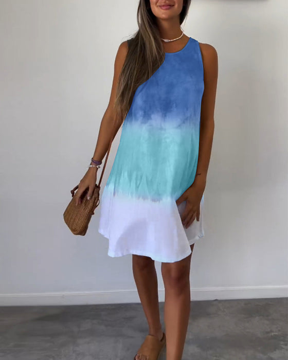Mouwloze casual jurk met kleurblokken