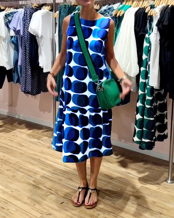 Ronde hals mouwloos bedrukte jurk