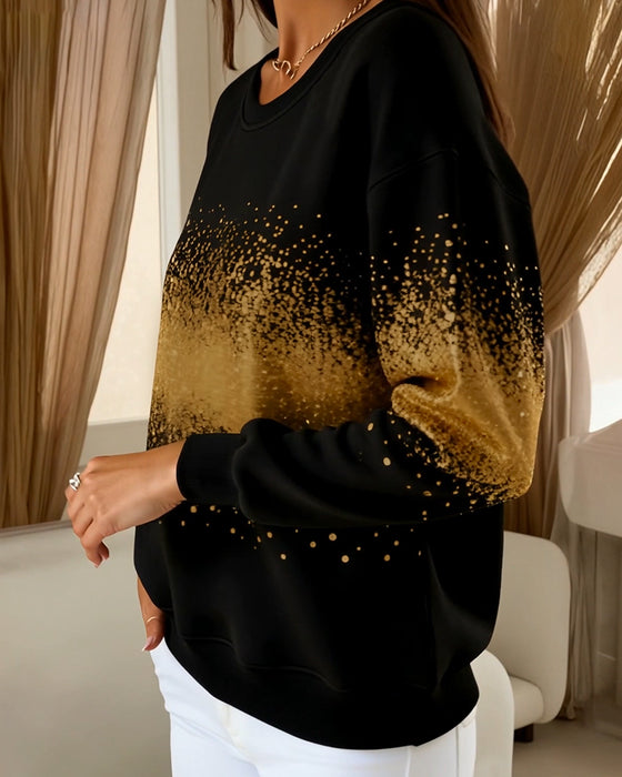 Sweater Modieus Ronde Hals Verlopen Print