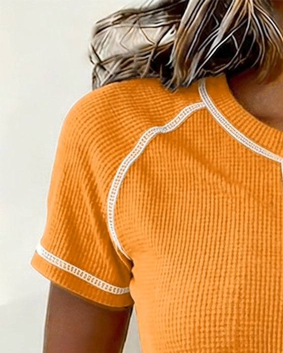 T-Shirt Weefsel Wafel Henley
