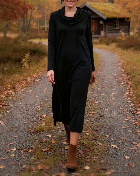 Casual jurk, eenvoudig, effen kleur, zak