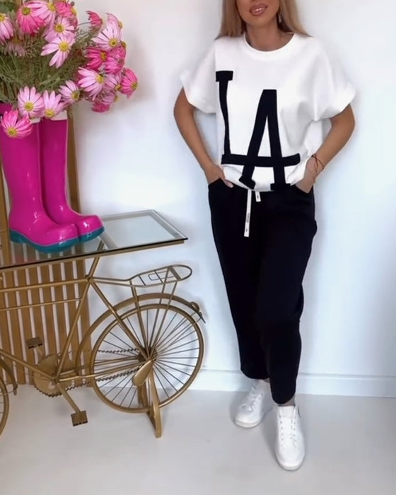 Stel Casual Letter Print Sports in