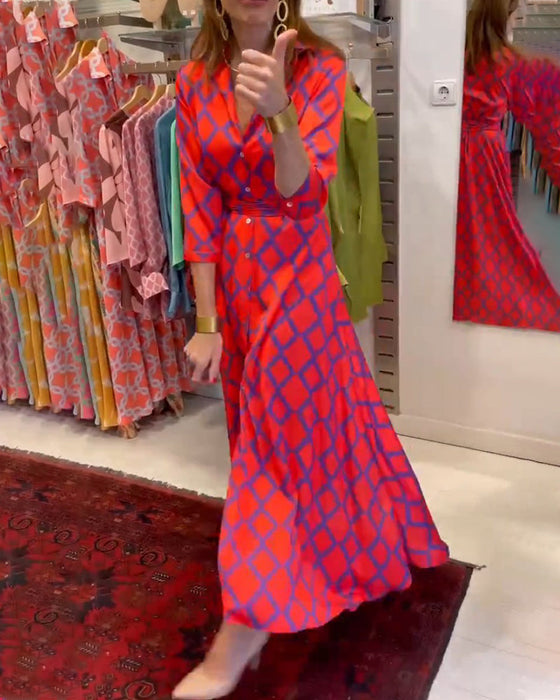 V-hals 3/4 mouwen Shirtjurk