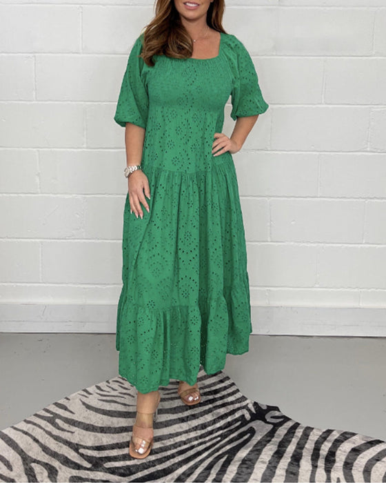 Effen holle jurk met vierkante kraag